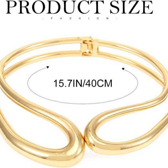 Chunky Gold Necklace Alloy Statement Choker Collar for Women Festivals - Picture 3 of 6